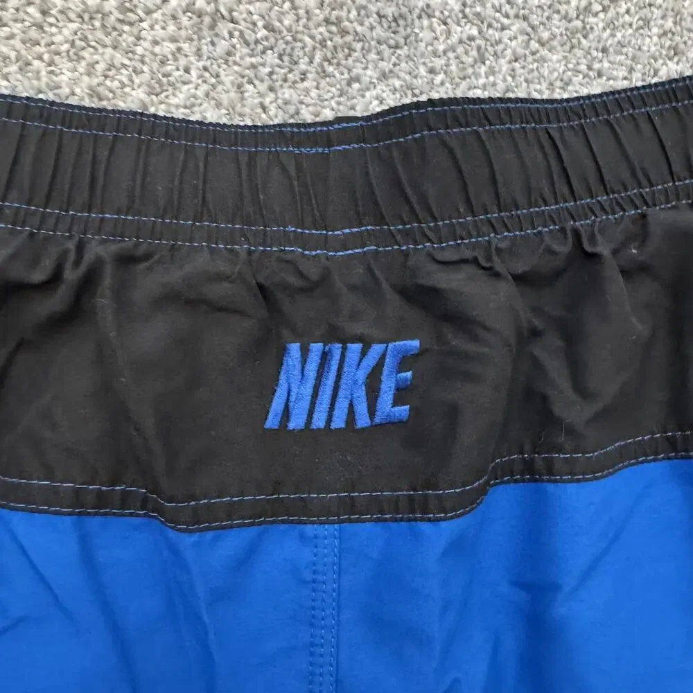 Nike Swim Shorts Mens XL Blue Black Mesh Lined Elastic Waist Drawstring Pockets